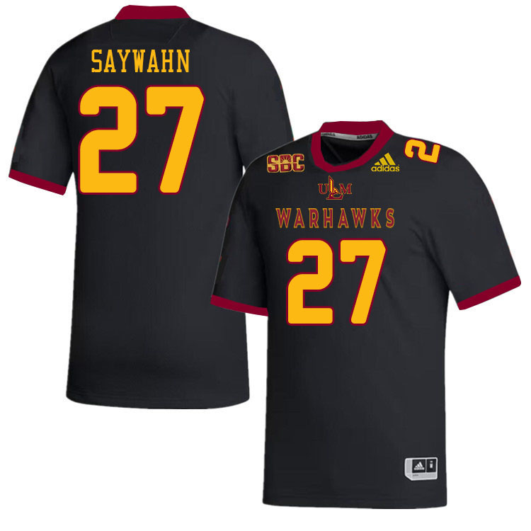 #27 Stephen Saywahn Louisiana-Monroe Warhawks College Football Jerseys Stitched-Black